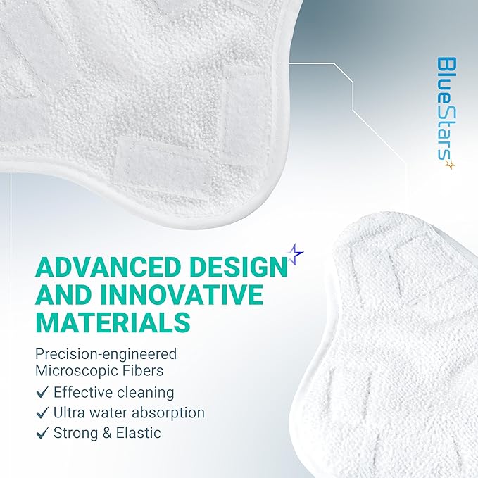 BlueStars 8-Pack Microfiber Steam Mop Pads – Compatible Replacement Pads for Popular 5-in-1 Steam Mop Models – Washable & Reusable