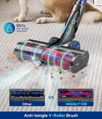 Cordless Vacuum Cleaner, 550W 45Kpa 60Mins Vacuum Cleaners for Home, Stick Vacuum with Intelligent Display, Anti-Tangle & Auto Mode, Rechargeable Vacuum for Pet Hair Carpet Hardwood Floor