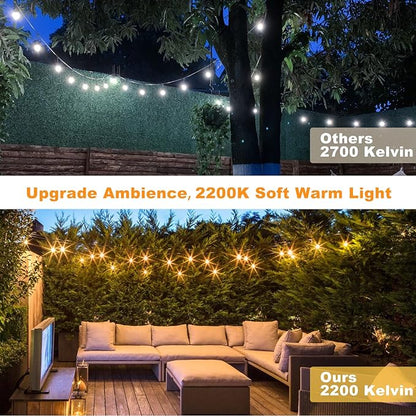 Achin Outdoor String Lights 150 Feet LED Waterproof Patio Lights with 50 Shatterproof Dimmable Warm Edison Bulbs String Lights for Outdoor Gazebo Bistro Wedding Birthday Party Lights, Connectable