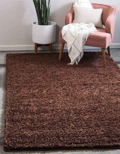 Unique Loom Solid Shag Collection Area Rug (3' 3" x 5' 3" Rectangle, Chocolate Brown)