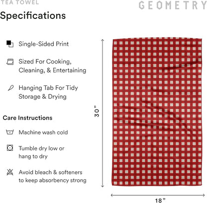 GEOMETRY Kitchen Towel – Spring & Summer Quick Dry Microfiber Dish for Kitchen Drying – Premium Quick Dry, Merry Red