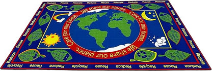 Earth Educational World Area Rug, 7'6" x 12', Multicolored, Educational Classroom Rug, Kids Learning Play Mat | Area Rug for Bedroom or Playroom