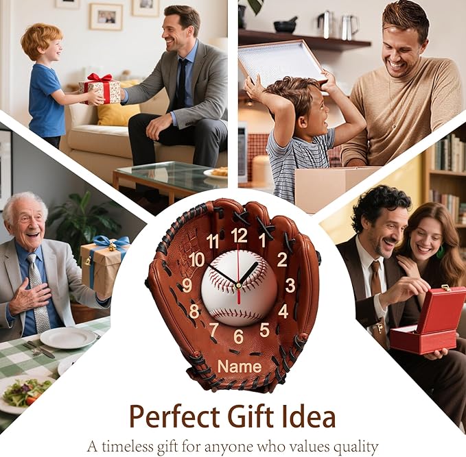 Personalized Clocks with Name Custom Ice Hockey Wall Clock for Home Decoration Fathers Day Dad Gifts Birthday Christmas Creative Clock Customized Gift for Men Women Bedroom Living Room Decor