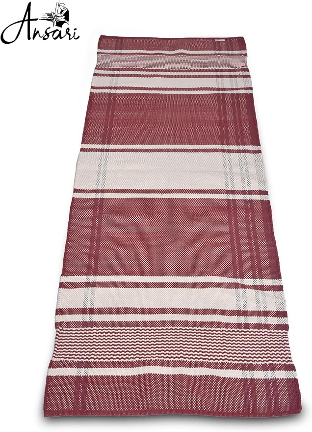 Craftyansari Handwoven Cotton Yoga Mat, Natural, 72 x 24 Inches, Fair Trade, Soft Absorbent Surface for Exercise, Workout, Meditation