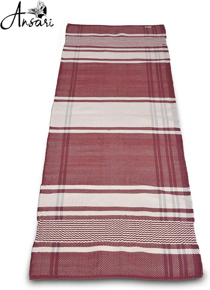 Craftyansari Handwoven Cotton Yoga Mat, Natural, 72 x 24 Inches, Fair Trade, Soft Absorbent Surface for Exercise, Workout, Meditation