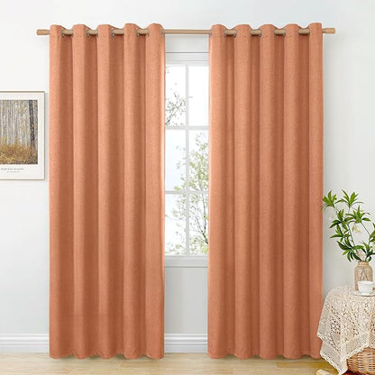 BGment Terracotta Linen Fall Curtains for Living Room 84 Inch Length, Burnt Orange Light Filtering Window Drapes Thick Privacy for Bedroom Non See Through, 2 Panels Set, Each 60 Inch Wide