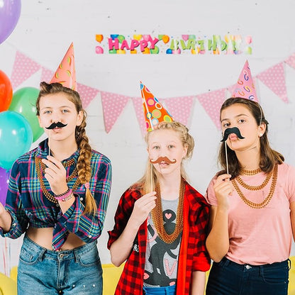 YAXINRUI 24 PCS Orange Bead Necklace, Orange Mardi Gras Beads, 33 Inch Halloween Beaded Necklace for Mardi Gras Christmas Halloween Festive