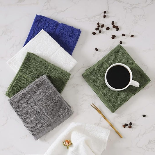 Glynniss Dishcloths Kitchen Highly Absorbent Dish Rags 100% Cotton Dish Cloths for Washing Dishes (Garden Green)