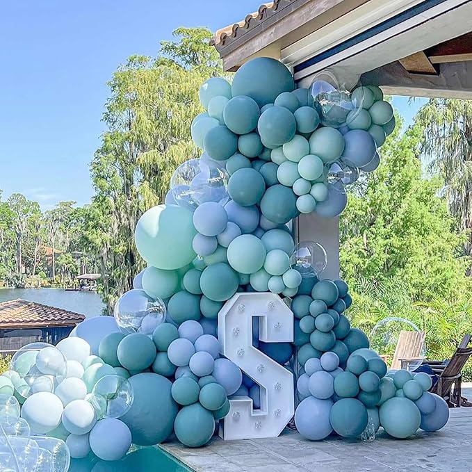 KALOR 12 Inch Retro Mist Blue Balloons, 50 Pcs Latex Helium Balloons for Kid's Birthday Party, Baby Shower, Wedding, Graduate Party Decorations
