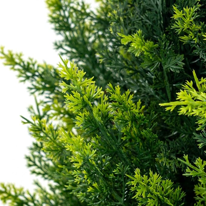 4FT Tall Artificial Cypress Plant Set of 2, Realistic Topiary Fake Plant with Spike, Artificial Cypress Topiary for Indoor &Outdoor, Home, Offices, Porch Decor