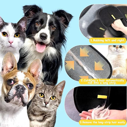 3 Pcs Pet Hair Removal Glove,Electrostatic Gloves Pet Hair,the Magic Brush Pet Hair Remover,Reusable,Washable Electrostatic Gloves Pet Hair for Couch,Furniture,Carpet,Car Seat