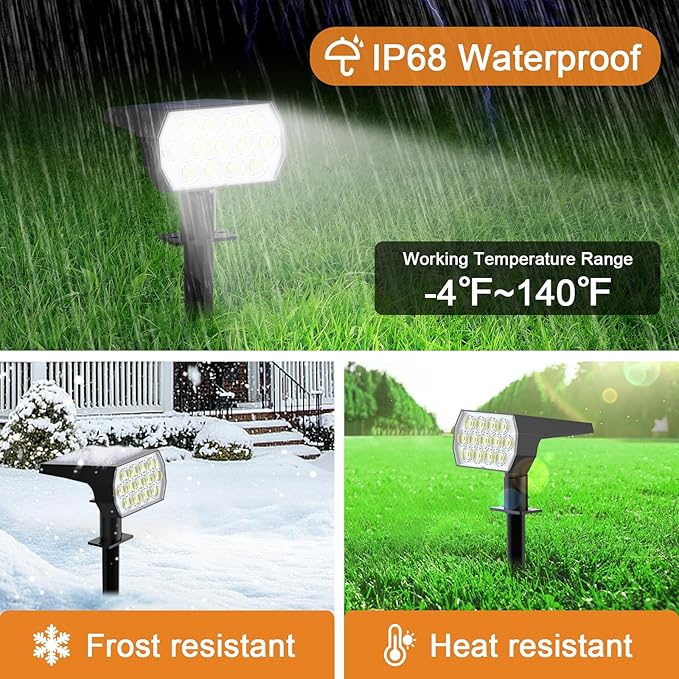 WELALO Solar Spot Lights Outdoor, [6 Pack/65 LED/3 Modes] 2-in-1 Solar Landscape Spotlights, Solar Powered Security Lights, IP68 Waterproof Wall Lights for Walkway Yard Garden Driveway(Cool White)