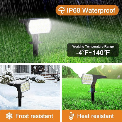 WELALO Solar Spot Lights Outdoor, [6 Pack/65 LED/3 Modes] 2-in-1 Solar Landscape Spotlights, Solar Powered Security Lights, IP68 Waterproof Wall Lights for Walkway Yard Garden Driveway(Cool White)