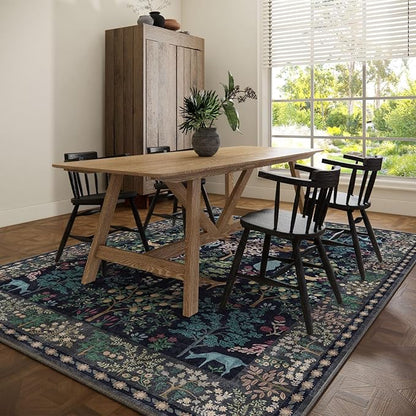 8x10 Area Rugs for Living Room: Washable Bedroom Rug Vintage Area Rug Stain Resistant Non Slip Low Pile Lightweight Soft Carpets for Living Room Dining Room Kitchen Nursery Kids Room Farmhouse Indoor