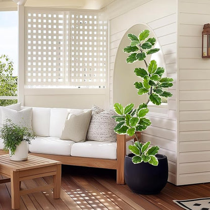 Garvee Fiddle Leaf Fig Tree Artificial Indoor, Faux Floor Plant, 7FT Tall Fake Plant with Planter and Pebbles, Artificial Trees for Home Decor Indoor,Tall Fake Tree for Housewarming