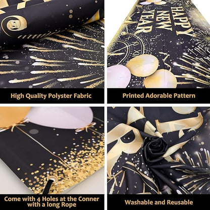 KatchOn, XtraLarge Happy New Year Banner - 72x44 Inch | New Years Backdrop for New Year Decorations 2026 | New Years Eve Party Supplies 2026 | NYE Decorations 2026