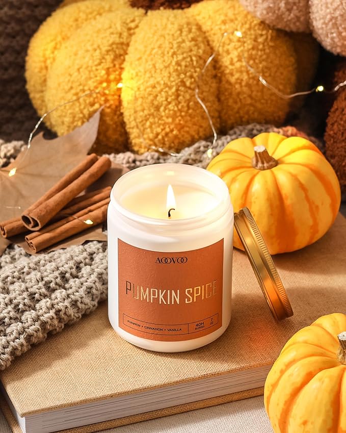 AOOVOO Scented Candles Set - 6 Pack Fall Candles for Home Scented, 42 oz Soy Wax, Apple Pie/Cinnamon Roll/Cinnamon Apple/Pumpkin Nutmeg Pie/Pumpkin Spice/Baking Spice