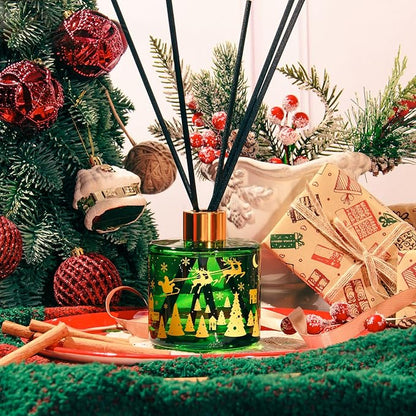 Reed Diffuser Set, 6.7 Oz Balsam & Cedar Scented Oil Diffuser with Sticks, Decorative Air Freshener for Home Bathroom Shelf
