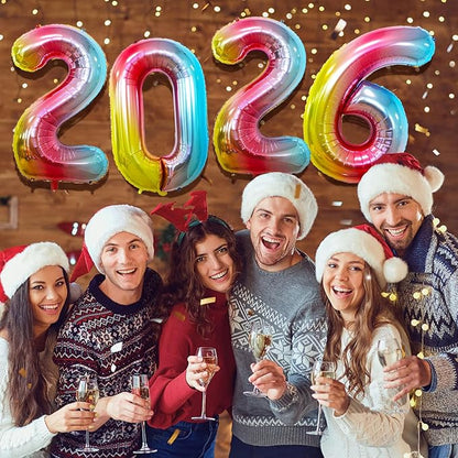 GOER 42 Inch Rainbow 2026 Number Foil Balloons,2026 New Year Eve Graduation Decorations Festival Party Supplies