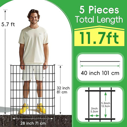 ARIFARO Decorative Garden Fence 5 Panels 32in(H) x28in(W) No dig Animal Barrier Fencing,Pet Fence Rustproof Metal Wire Fencing Panel Border for Dog,Rabbits, and Patio