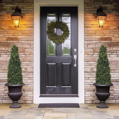 4ft Artificial Boxwood Topiary Trees (Set of 2) - UV Resistant Faux Plants Outdoor, Realistic 48in Fake Potted Bushes and Shrubs for Front Porch, Planter, Patio - Low Maintenance & Evergreen