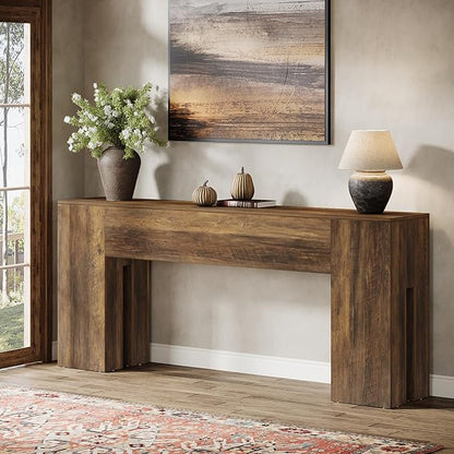 Tribesigns 71-Inch Long Console Table for Entryway, Farmhouse Sofa Console Behind Couch, Entry Table for Hallway, Foyer, Living Room, Brown