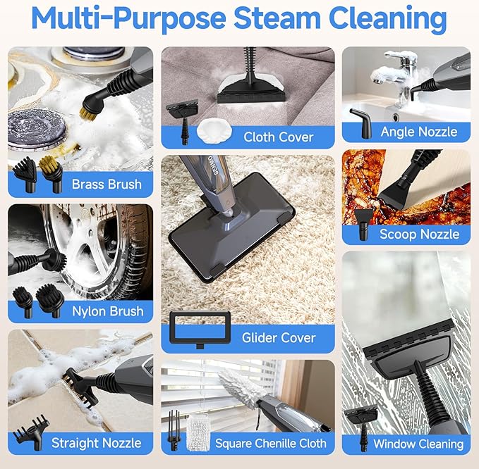 SENMO Steam Mop, 14-in-1 Detachable Steam Cleaner for Home and Floor, 1300W 228°F Deep Cleaning MultiPurpose Floor Steamer with 14 Attachments for Hardwood Floors, Tile, Grout, Furniture, Carpet, Wall