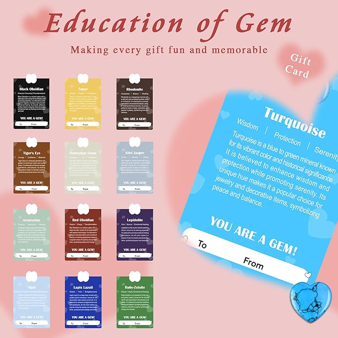 21 Pack Valentine’s Day Gifts for Kids, Valentine’s Day Cards with Heart-Shaped Crystal Gemstones for School Classroom Exchange, Valentine Party Favors&Goody Bag Fillers for Girls and Boys Ages 4–12