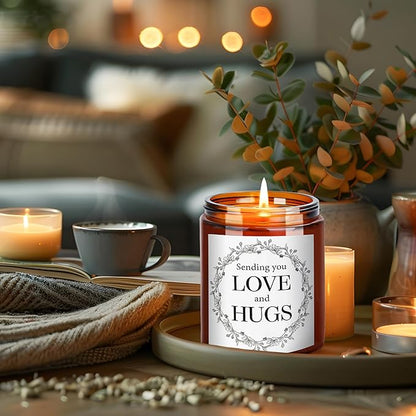 Sending You Love & Hugs Gift Candles - Relaxing Candles for Women Stress Relief - Gift for Her, Best Friend, Bestie, Sister, Wife, Daughter, Mom - Jasmine Natural Soy Calming Candle for Home