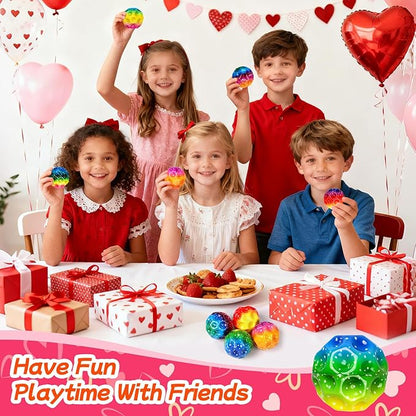 24 Pcs Valentine’s Day Gift Moon Bouncy Balls Bulk with Cards Multicolored Stress Space Balls Party Favors School Classroom Exchanges Goodie Bags Outdoor Sport Toys for Toddlers Boys Girls Kids Teens