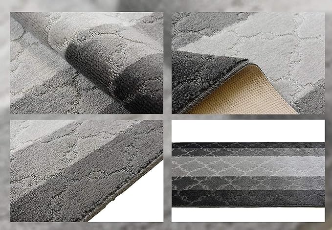 Custom Cut Hallway Runner Rug, Slip Resistant, 31 Inch Wide X Your Choice of Length, Trellis Anthracite, 31 Inch X 34 feet