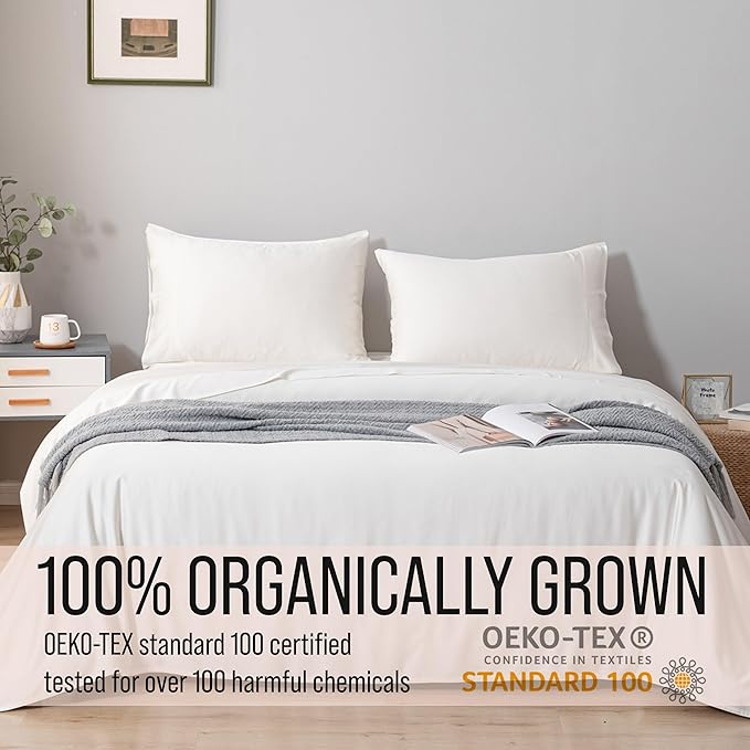 Bella Coterie Luxury Bamboo Viscose Split Top King Size Sheet Set | 100% Organically Grown | Ultra Soft | 34" Split | Cooling for Hot Sleepers | 18" Deep Pocket [Ivory]