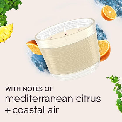 Glade 3-Wick Scented Candle Jar, Coastal Sunshine Citrus, Air Freshener Infused with Essential Oils, 6.8 Oz, 3 Count