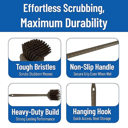 SPARTA 40501EC01 Plastic Large Scrub Brush, Kitchen Brush, Utility Brush With Long Handle For Cleaning, 20 Inches, Brown, (Pack of 6)