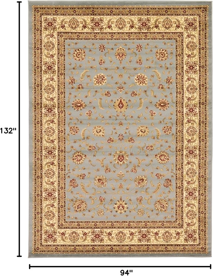 Rugs.com Aditi Collection Rug – 7' 10 x 11' Light Blue Low Rug Perfect for Living Rooms, Large Dining Rooms, Open Floorplans