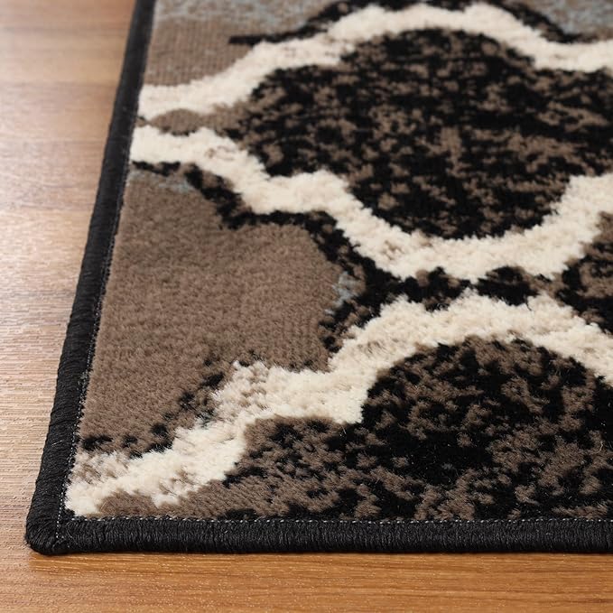 Superior Indoor Area Runner, Jute Backed, Perfect for Hallway, Living/Dining Room, Bedroom, Office, Kitchen, Entryway, Modern Geometric Trellis Floor Decor, Viking Collection, 2' 7" x 12', Chocolate