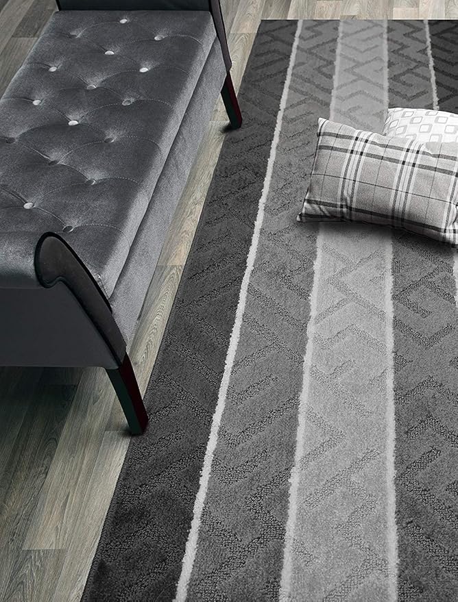 Custom Cut Hallway Runner Rug, Slip Resistant, 31 Inch Wide X Your Choice of Length, Arrow Anthracite, 31 Inch X 7 feet