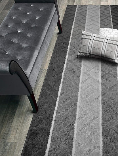 Custom Cut Hallway Runner Rug, Slip Resistant, 31 Inch Wide X Your Choice of Length, Arrow Anthracite, 31 Inch X 29 feet