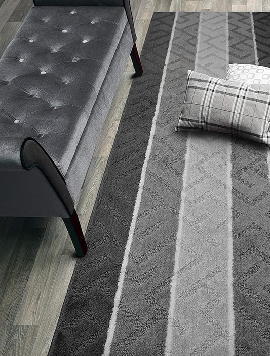 Custom Cut Hallway Runner Rug, Slip Resistant, 31 Inch Wide X Your Choice of Length, Arrow Anthracite, 31 Inch X 11 feet