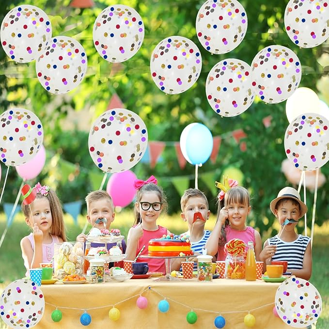 Rainbow Confetti Balloons,12 Inches 25pcs Rainbow Multicolor Balloons,Latex Balloons with Rainbow Foil Confetti Balloons for Birthday Wedding Party Baby Shower Decoration Engagement Party Decorations