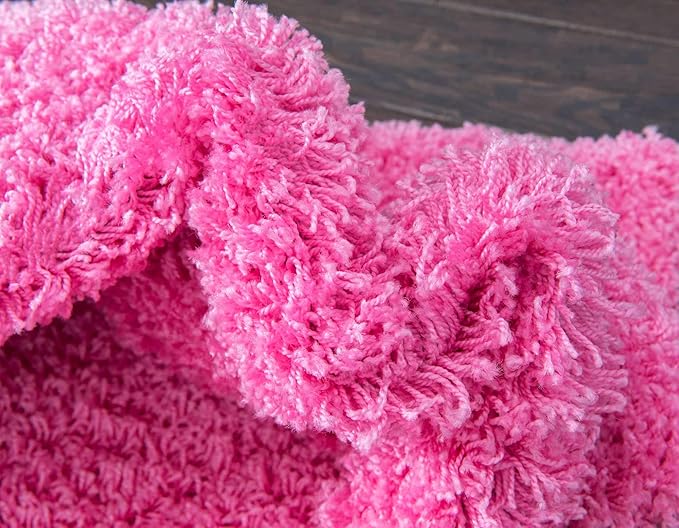 Unique Loom Solid Shag Collection Area Rug (10' x 13' Rectangle, Taffy Pink)