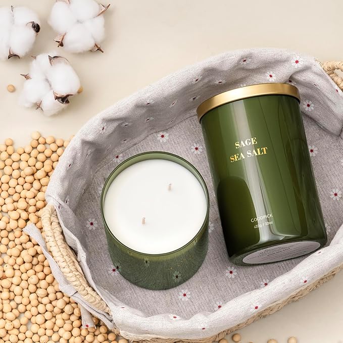 Goodpick Scented Candles, Sea Salt Sage for Cleansing House, Father's Day, Soy Candle for Women, 22oz Large Long-Lasting
