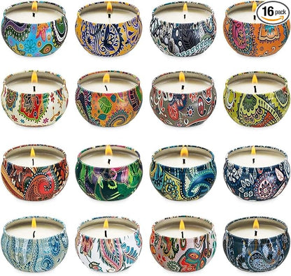 16 Pack Scented Candles Gift Set for Woman, Jar Candle, 2.5 oz Soy Wax Tin Candle-Ideal Gift for Travel Home Décor