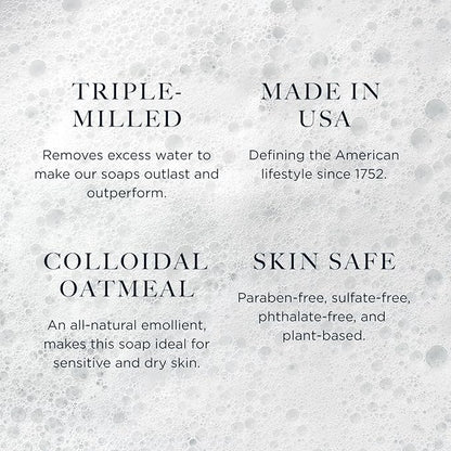 Caswell-Massey Oatmeal Castile Bar Soap for Men & Women, Unscented & Moisturizing Natural Soap Bar for All Skin Types, Made with Essential Oils & Plant-Based Formula for Face & Body, 6.4 oz