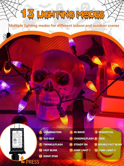 240 LED 78FT C6 Halloween String Lights, Super Long Halloween Lights Outdoor Indoor with 13 Modes & Timer, Waterproof Fairy Twinkle Light Plug in for Tree Horror Party Decorations (Orange and Purple)