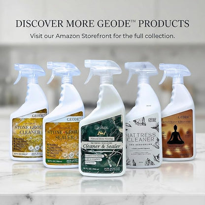 GEODE Natural Stone Grout Cleaner & Brush for tile floors - non-damaging, safe for Marble, Limestone, Travertine, Ceramic - Industrial Strength Tile, Stain Remover, Powerful Formula (32 oz)