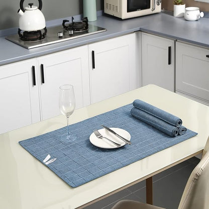 Microfiber Kitchen Towels and Dishcloths Set, 26 X 18 Inch and 12 X 12 Inch, Set of 12 Bulk Lint Free Dish Towels for Drying Dishes, Blue