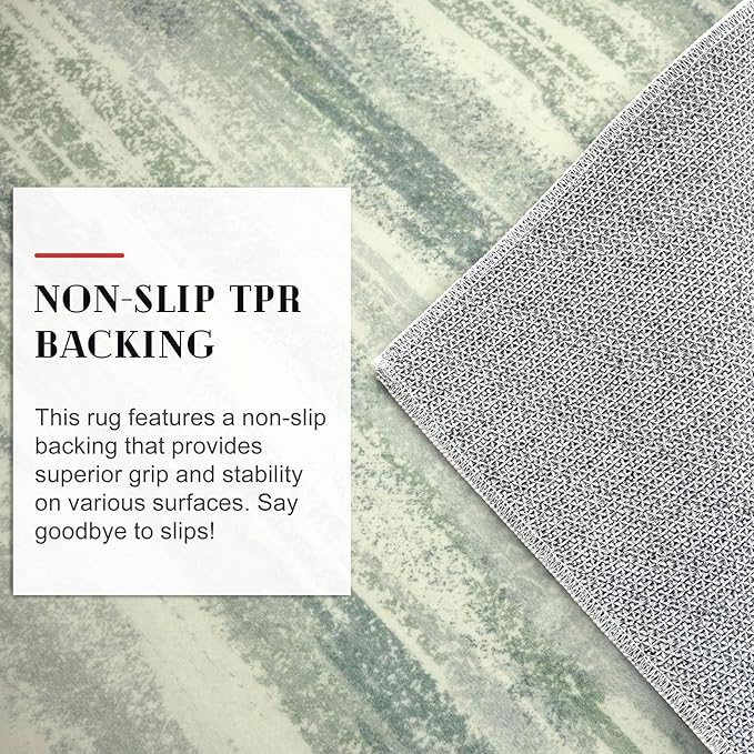 Modern Abstract Runner Rug 2x6, Sage Green Grey Washable Entryway Runner Non-Slip Soft Hallway Rug Runner Thin Print Faux Wool Carpet for Kitchen Bedroom Laundry Room Indoor