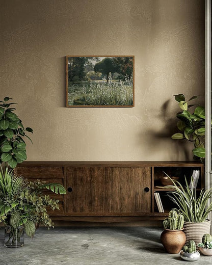 InSimSea Framed Canvas Wall Art Vintage Decor, Landscape Wall Art, Summer Hyacinths Vintage Paintings Prints, Flower Pictures for Bathroom Decor, Wild Field Landscape Decorations, 12"x16"