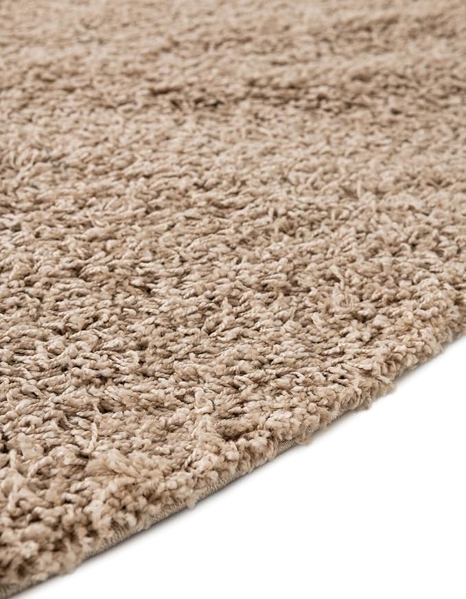 Unique Loom Solid Shag Collection Area Rug (5' 3" Round, Taupe)